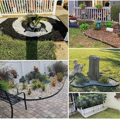 Garden Edging Borders 20FT,Landscape Edging Black[Extra Tall 4IN High] with 30pcs Plastic Stakes, Lawn Edging Flexible DIY Fence for Landscaping,Flower Bed,Grass,Gravel,Tree Surrounding