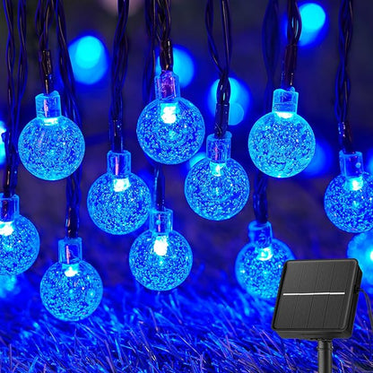 Brightown Solar String Lights Outdoor 60 Led 35.6 Feet Waterproof Solar Powered Patio Lights with 8 Lighting Modes for Garden Yard Porch Wedding Party Decor Halloween (Blue)