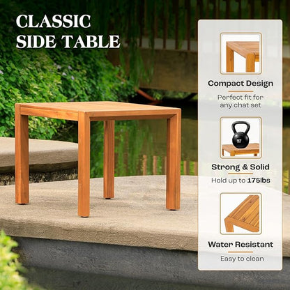 IDZO Natural 3-Piece Patio Bistro Sets with Foldable 400lbs Weight Chairs, a 220lbs Shelf Table, Made from FSC-Certified Acacia Wood, Featuring Washable Cushions and an Ergonomic Design