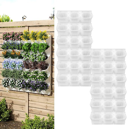 Self-Watering Wall-Mounted Vertical Planter, 36 Pots Wall Planter Indoor Vertical Living Green PlantWall Easy Installation 45''x39'' x5'' (White, 45X39 Inch 36Pcs)