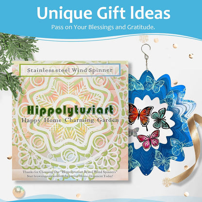 Butterfly Wind Spinners,12In Stainless Steel 3D Wind Spinner for Yard and Garden,Butterfly Gifts for Women Mom Grandma Wife Father,Outdoor & Indoor Hanging Kinetic Yard Art Decorations