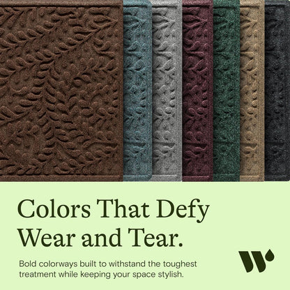 WaterHog Indoor/Outdoor Door Mat, 2' x 3', Made in USA, Durable & Skid-Resistant Front Door Rug, Decorative, Water-Trapping & Heavy-Duty Entryway Mat for Your Home, Boxwood Collection, Dark Brown