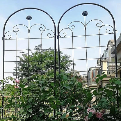 2 Pack Metal Garden Trellis 86.7" H Garden Fence Rustproof Trellis for Climbing Plants Support Roses Flower Outdoor Lawn Black