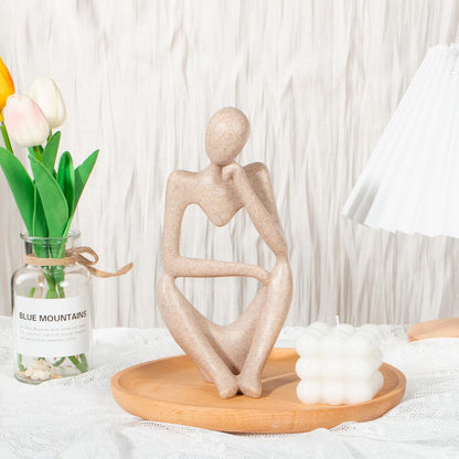 INNOLITES Boho Decor Thinker Statue Abstract Art Sculpture, Sandstone Resin Collectible Figurines for Home Living Room Office Shelf Decoration(Right, Large)