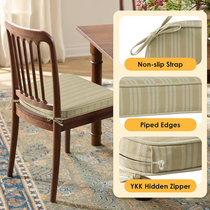 Outdoor Round Corner Seat Cushion, 17"x16"x2", Set of 4, Non Slip Seat Cushion Pads with Removable Cover for Patio Furniture, Garden Yard Lawn, Beige Brown Stripe