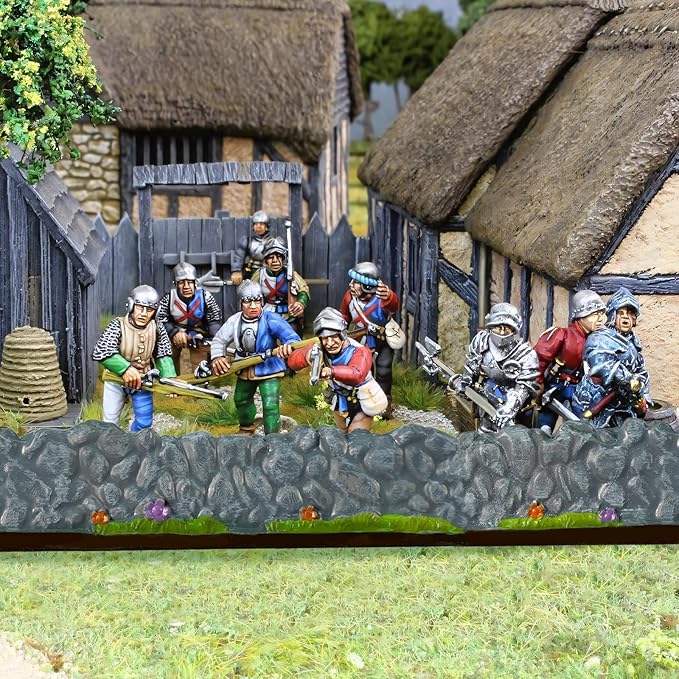 Warmtree Dungeon Walls 8 Pcs Miniature Stone Wall, Mini Fence Wall for Terrain Building Accessories Fairy Garden Resin Decorative Picket Fence Stone Wall DIY Wargame Terrain Model Diorama(Stone Walls)