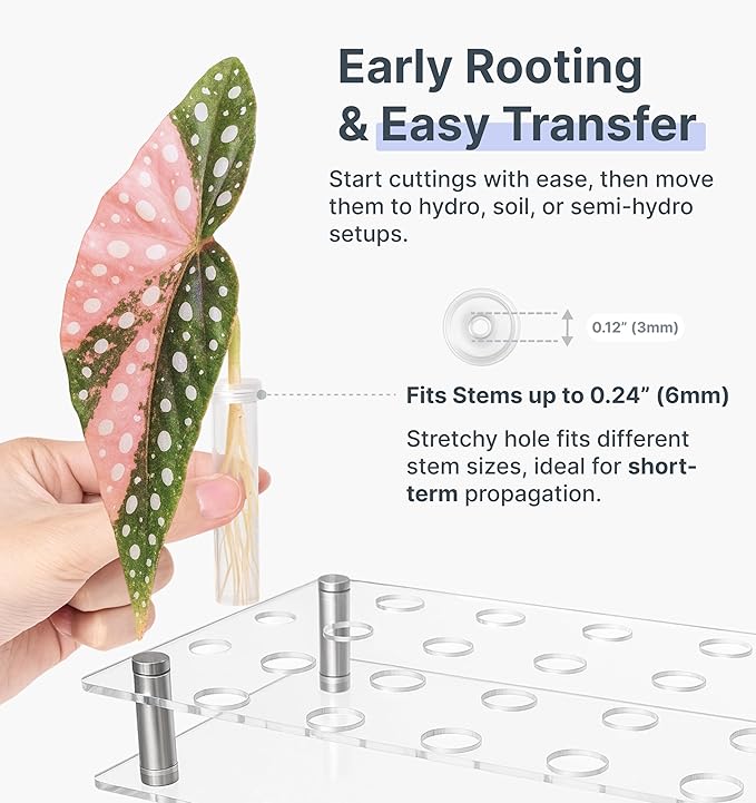 Plant Propagation Station, 24 Floral Tubes, Floral Arrangement Kit, Modern Acrylic Desktop Rack with Propagation Tubes for Hydroponics Rooting Cuttings, Bud Vase Holder, Plant Lover Gift