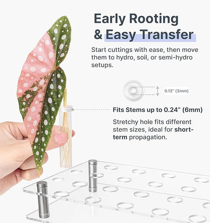 Plant Propagation Station, 24 Floral Tubes, Floral Arrangement Kit, Modern Acrylic Desktop Rack with Propagation Tubes for Hydroponics Rooting Cuttings, Bud Vase Holder, Plant Lover Gift