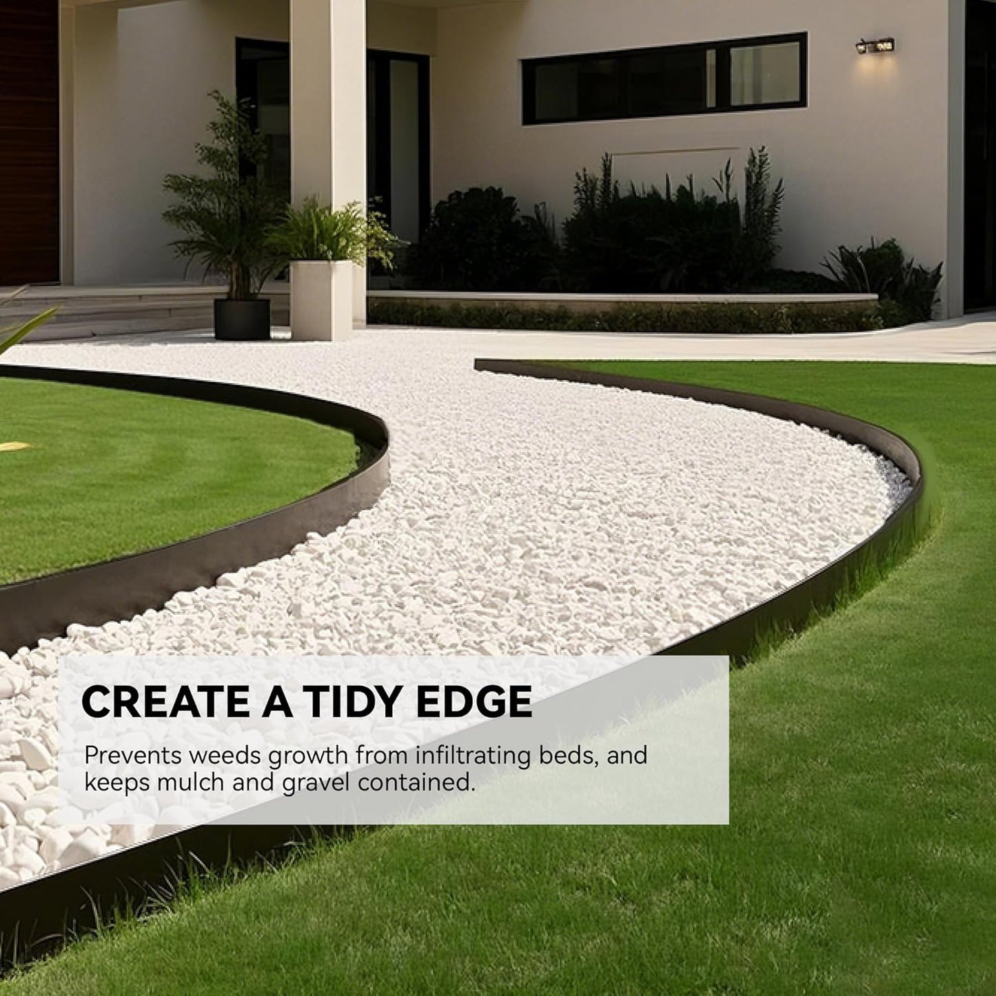 Metal Garden Landscape Edging with 16Pcs Stakes, 10" x 50Ft Galvanized Steel Lawn Edgings Roll Flexible Coil Border for Landcaping,Flower Bed,Black