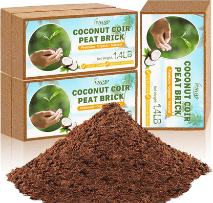 Legigo Pack of 5 Organic Coco Coir Bricks- 100% Natural Compressed Coco Peat Brick Coconut Fiber Substrate with Low EC& pH Balance, Coir Plant Soil Enhance Root Growth for Herbs, Flowers, House Plants