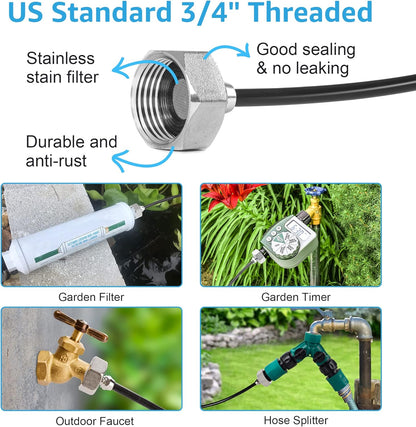 Bonviee Misters for Outside Patio - 59FT Misting Cooling System with 20 Brass Nozzles and 3/4" Adapter, 18M DIY Outdoor Misters Kit for Garden, Greenhouse, and Patio Cooling