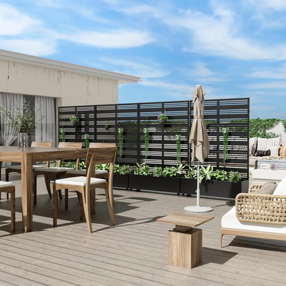 Casaphoria Metal Raised Garden Bed with Trellis and Wheels, 72"x47"x16" Planter Box for Climbing Plants, Vegetables & Vines, Features Drainage Holes and Privacy Screen (Black-Harold)