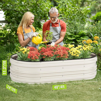 WORKPRO 4x2x1ft Galvanized Raised Garden Bed Set, Rust & Corrosion Protection, Easy Assembly, Safe Edge, Ideal for Vegetables & Flowers, White