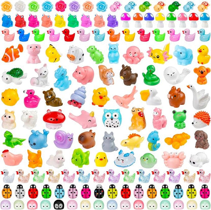 200 Pcs Mini Resin Animals Colorful Mini Animals Figures in Bulk Miniature Little Small Animals Figurines for Fairy Garden Landscape Dollhouse Accessories DIY Crafts Aquarium Decor
