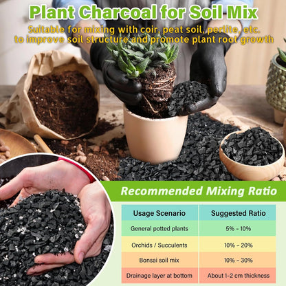 Legigo 8QT All Natural Horticultural Charcoal- Activated Hardwood Plant Charcoal for Soil Amendment, Conditioning Bonsai Soil, Succulent Soil, Terrarium Supplies, Indoor Plant Potting Soil