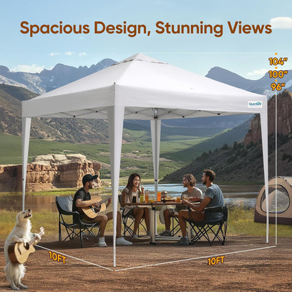 Quictent 10x10 Pop Up Canopy Tent - Instant Setup Gazebo for 1 Person, Portable & Compact, Waterproof & UV Protection, Ideal for Camping, Beach, Parties, and Outdoor Events
