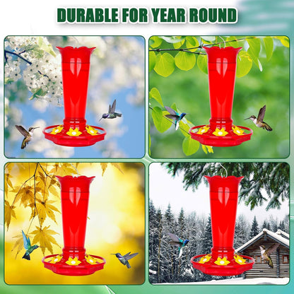 FEED GARDEN 10oz Plastic Hummingbird Feeders for Outdoors - 1 Pack Red, Ant & Bee Proof, 6 Feeding Ports, Easy Clean Red Nectar Feeders for Outside Hanging, Gifts for Mom
