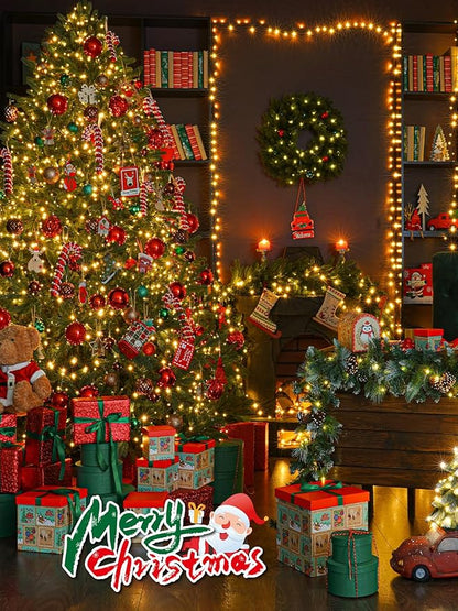 6 Pack Solar Christmas Lights Outdoor Waterproof, 600 LED 198 FT Solar Powered String Lights Outdoor with Green Wire 8 Lighting Modes, Mini LED Xmas Tree Light for Fence Party Decorations, Warm White