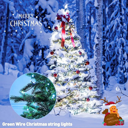 JMEXSUSS 2 Pack White Solar Christmas Lights, Total 200 LED 66 FT Solar String Lights Outdoor Waterproof, White Twinkle Light for Christmas Tree Outside Garden Yard Decor