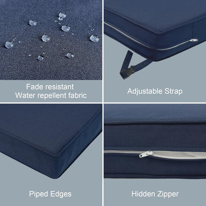 LVTXIII Patio Chair Cushions 19"x19"x3", Water-Repellent Outdoor Seat Cushions for Patio Furniture, Square Chair Pads with Ties for Home Garden Decoration, Set of 2, Navy Blue