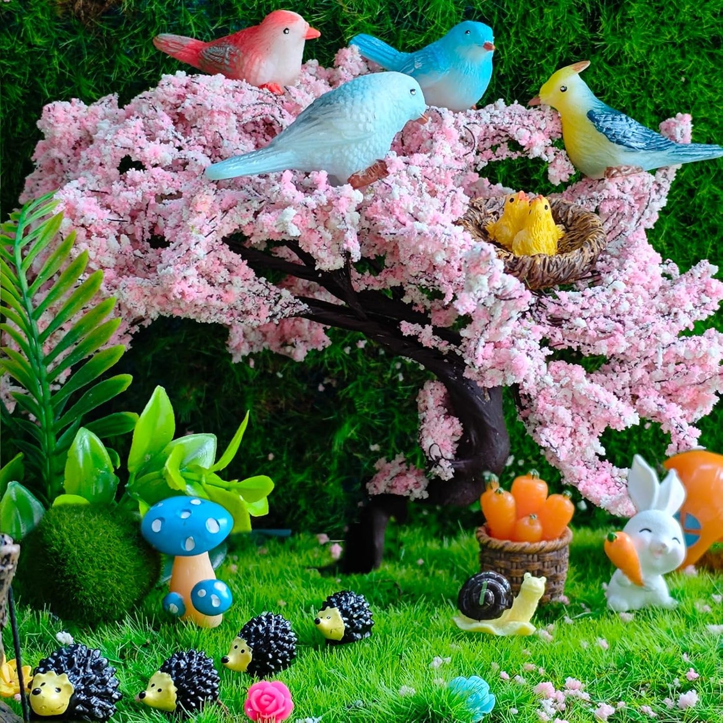 Kai Dream 39 Pcs Fairy Garden Kit - Rabbits and Carrots House,Bunnies Themed Mini Resin Figurines Indoor or Outdoor Decoration,Plant House or Patio Micro Landscapes Décor