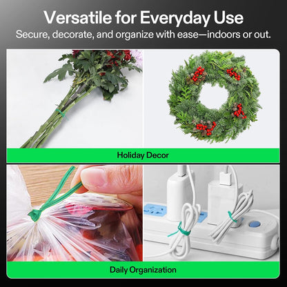 VIVOSUN Twist Ties, 328 ft (100m) PE-Coated Green Plant Ties with Cutter, Reusable & Flexible Tomate Ties for Plant Support, Indoor Outdoor Gardening, Cable Management, Home Office Organization