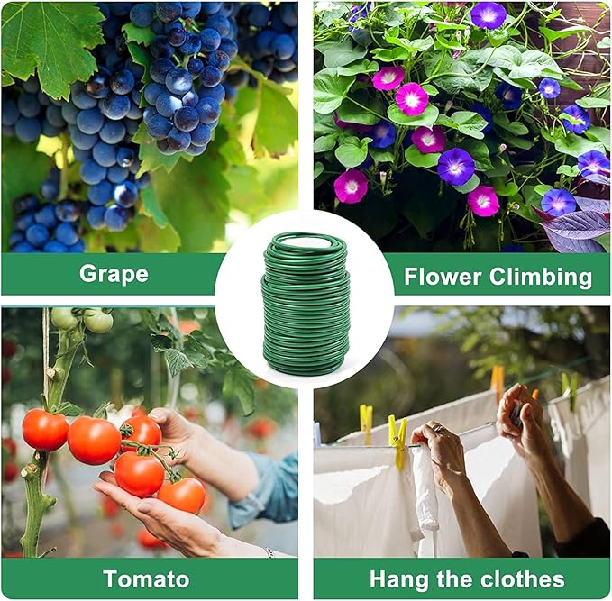 Decoroca Soft Plant Ties for Support - 65.6' Reusable Waterproof Plant Wire, 3.5mm Garden Twist, Office Organization and Decoration Binding（2pcs/Green）