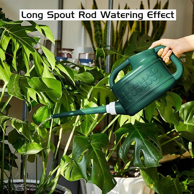 Plastic Watering Can for Indoor & Outdoor Plants 1 Gallon/4-Liter, Ebristar Watering Pot for Garden Flower with Long Spout and Removable 360 Degree Rotation Sprinkler Head - Dark Green