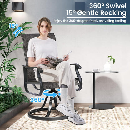 Amopatio Patio Swivel Chairs Set of 6, Outdoor Swivel Rocker Dining Chairs with All Weather Textilene High Back & Metal Frame, for Backyard Deck Lawn Garden (Dark Grey)