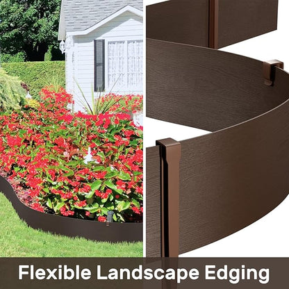 AGTEK 78FT Plastic Landscape Edging Coil Kit, 8 inch High Terrace Board Garden Edging Border with 24 Stakes