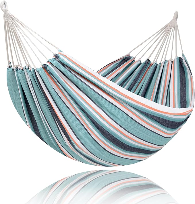 SUNCREAT Hammocks Outdoor Camping Double Hammock, Extra Large 2 Person Hammock for Camping, Green & Red