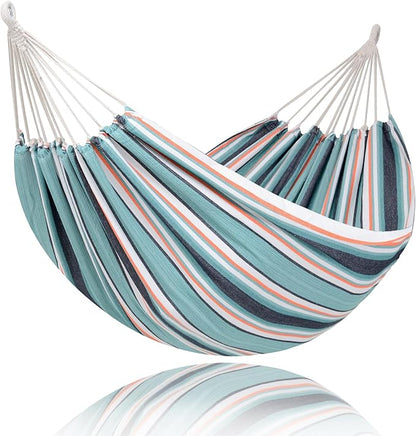 SUNCREAT Hammocks Outdoor Camping Double Hammock, Extra Large 2 Person Hammock for Camping, Green & Red