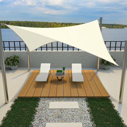 KANAGAWA Sun Shade Sail Curved 16'X16' Cream Rectangle Outdoor Shade Cover UV Blovk Canopy for Patio Garden Backyard Heavy Duty Permeable 185GSM (We Make Custom Size)