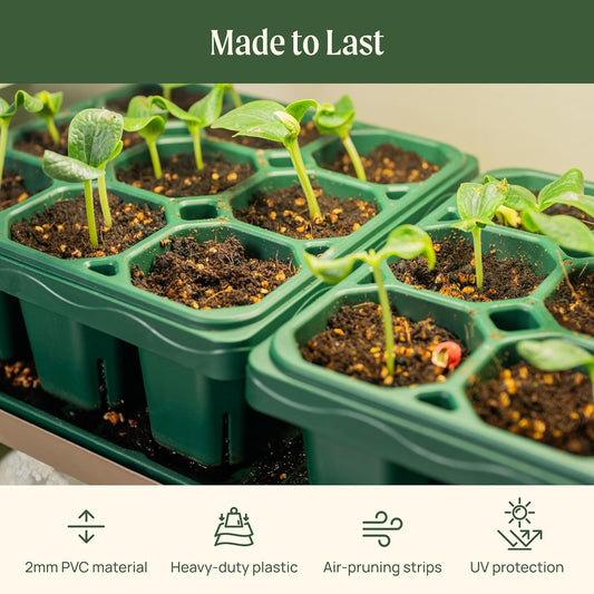 Vego garden Giga Seedling Trays - 4 Pack, 9-Cell UV-Resistant Reusable Starter Trays for Greenhouse/Garden (No Lids)