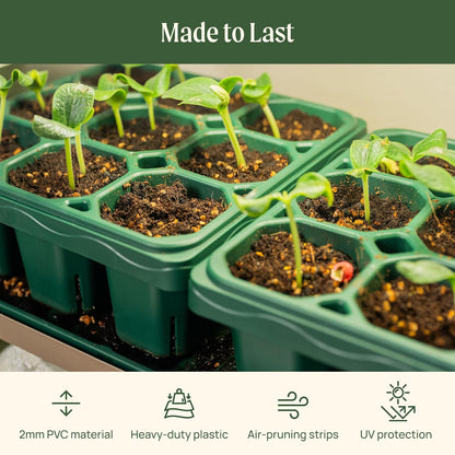 Vego garden Giga Seedling Trays - 2 Pack, 9-Cell UV-Resistant Reusable Starter Trays for Greenhouse/Garden (No Lids)