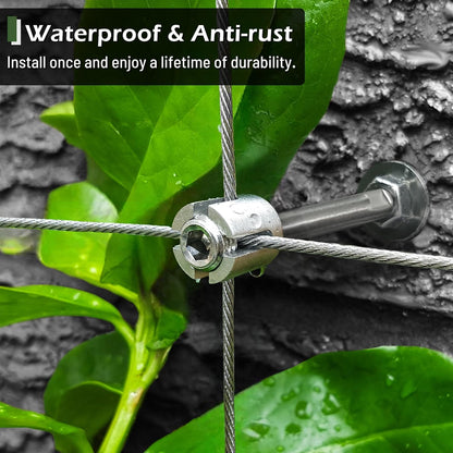 Wire Trellis for Climbing Plants Outdoor, 12-Set Wall Trellis Kit for 5/64"(2mm) Wire Ropes, T316 Espalier System for Fence and Garden DIY Projects (Hubs Only, Without Cable)