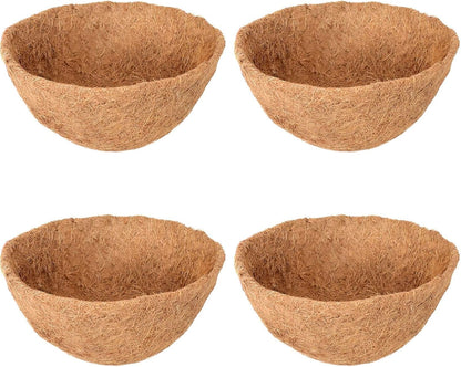 Halatool 4 PCS 14 Inch Coconut Liners for Planters Round Hanging Basket Liners 100% Natural Replacement Coconut Fiber Liner for Garden Flower Pot Vegetables Herbs