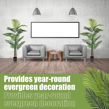 Jexine 2 Pack Artificial Palm Trees 5Ft, Fake Plants Fake Trees Artificial Areca Palm Plants for Outdoor Indoor Faux Palm Tree in Pot for Pool Home Decor Office Housewarming Gift Modern Decoration