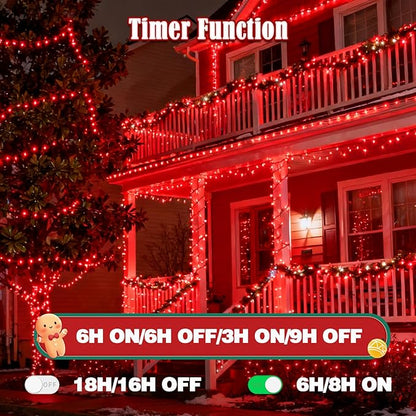 BHCLIGHT 240LED Christmas Voice Control String Lights Red