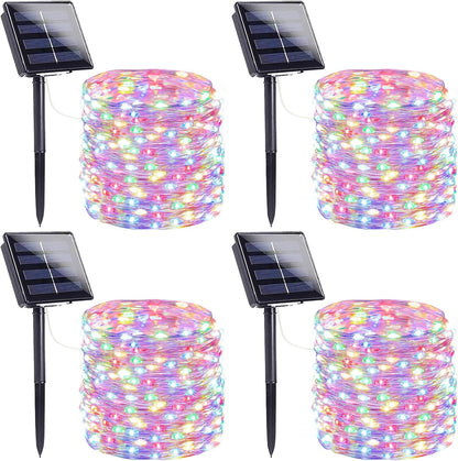 Extra-Long Solar String Lights Outdoor, 4-Pack 400 LED Solar Fairy Lights for Outside Waterproof, Copper Wire 8 Modes Twinkle Fairy Light for Tree Garden Party Xmas Wedding Decor(Multicolor)