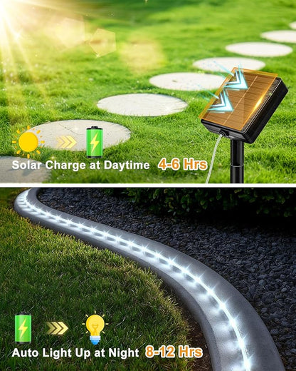 btfarm 2 Pack Solar Rope Lights Outdoor, 120LED 46FT Solar String Lights Outside Waterproof, 8 Lighting Modes Tree Tube Fairy Light Solar Powered for Garden Christmas Yard Party Decoration, Cool White