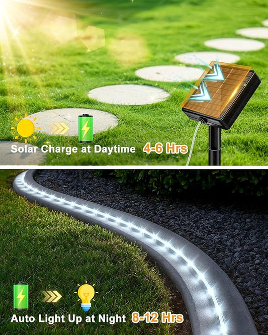 btfarm 2 Pack Solar Rope Lights Outdoor, 120LED 46FT Solar String Lights Outside Waterproof, 8 Lighting Modes Tree Tube Fairy Light Solar Powered for Garden Christmas Yard Party Decoration, Cool White