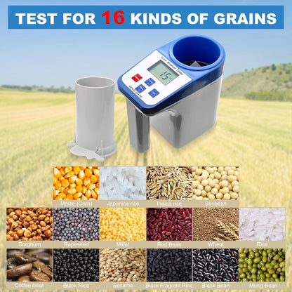 Grain Moisture Meter High Precision Grain Moisture Tester with Temperature Compensation and Data Storage Seed Moisture Meter for 16 Grains including Wheat, Corn, Coffee and More
