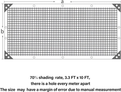 winemana 70% Black Shade Cloth, 3.3 x 10 FT Garden Mesh Tarp for Plants Heat Protection with Grommets, Sunshade Plant Cover for Greenhouse, Barns Kennel, Outdoor Netting Screens for Patio & Porch
