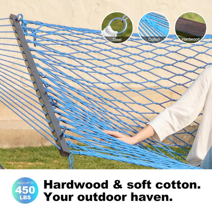 14ft Cotton Rope Hammocks for 2 Person (Aqua, Queen)