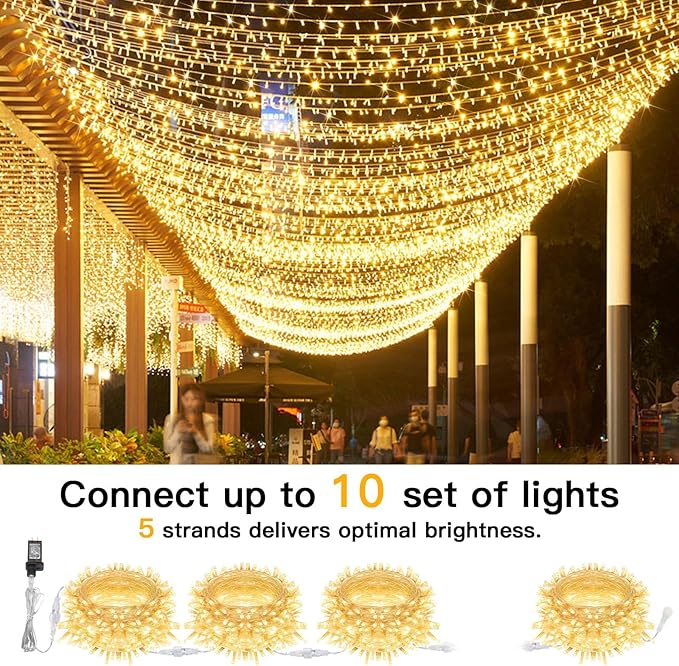 suddus 100 Led Connectable Christmas String Lights Outdoor with Timer, 33ft Fairy Lights Plug in Waterproof Indoor, Twinkle Lights with Remote for Xmas Tree, Bedroom, Party, Patio, Garden – Warm White