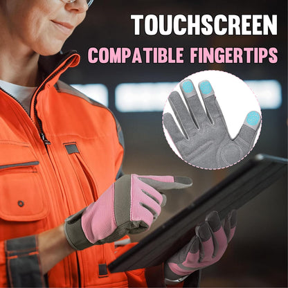 HANDLANDY Women Safety Work Gloves Utility Touch Screen Working Grip Glove for Yardwork Gardening Breathable Mechanic Gloves