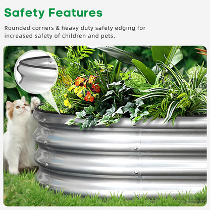 JERIA 2 Pcs 8×4×1ft Oval Raised Garden Bed,Galvanized Raised Garden Bed Kit Outdoor Metal Gardening Planter Box for Vegetable, Fruits, Flower，Herbs