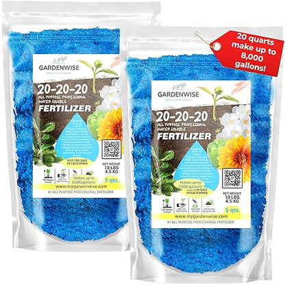 20-20-20 Water-Soluble Fertilizer – Powder for Liquid Plant Food for Indoor & Outdoor Plants, Orchids, Vegetables, Lawns, Flowers – 20 20 20 Fertilizer (20 QUARTS)