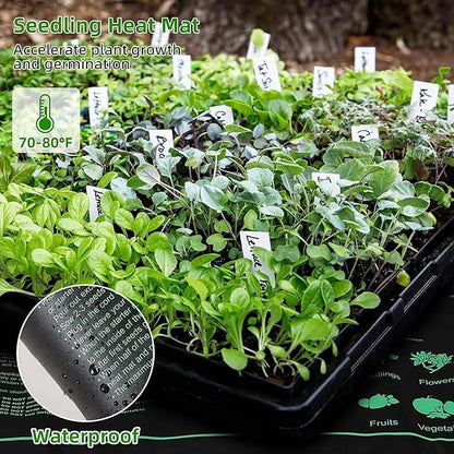 Seed Starter Trays with Grow Lights and Heat Mat, 72 Cells Seed Starter Kit with Lights, 3 Lighting Mode, 4 Timing Set, Germination Kit for Seed Starting Trays with High Humidity Control Domes